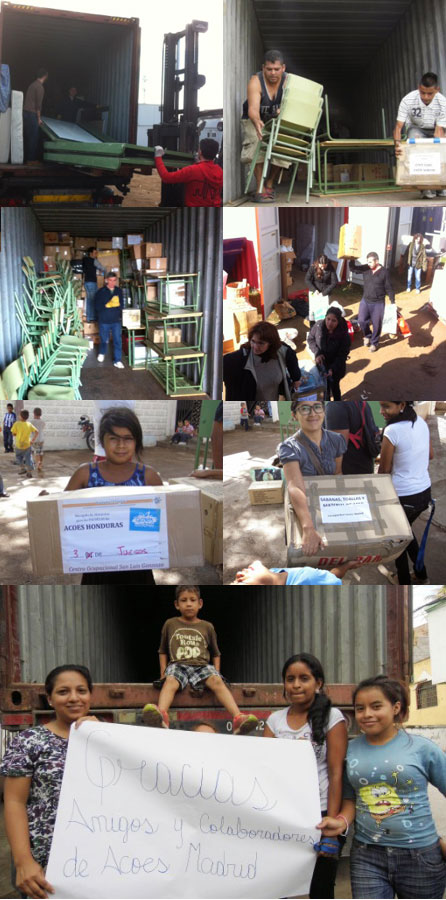Llegada del contenedor de ACOES a Honduras el 15 de mayo de 2015
